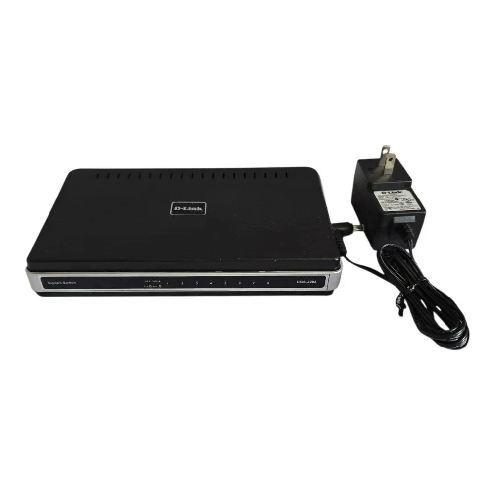 D-LINK DGS-2208 Gigabit Desktop Switch 8-Port w/ Power Supply TESTED & WORKING!